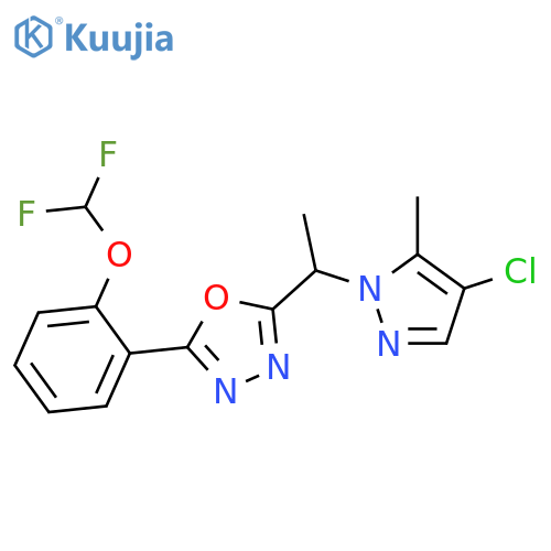 <br>2-[1-(4-Chloro-5-methyl-pyrazol-1-yl)-ethyl]-5-(2-difluoromethoxy-phenyl)-[ 1,3,4]oxadiazole structure