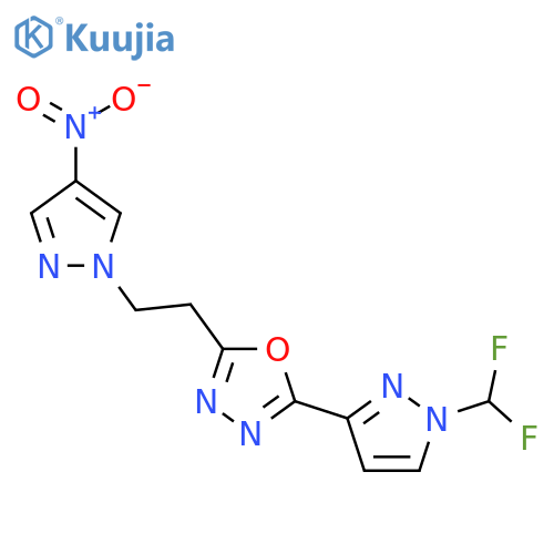 <br>2-(1-Difluoromethyl-1H-pyrazol-3-yl)-5-[2-(4-nitro-pyrazol-1-yl)-ethyl]-[1, 3,4]oxadiazole structure