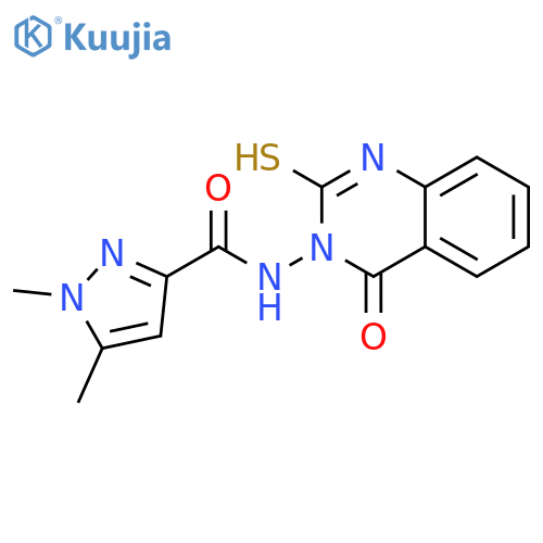 <br>1,5-Dimethyl-1H-pyrazole-3-carboxylic acid (2-mercapto-4-oxo-4H-quinazolin- 3-yl)-amide structure