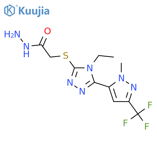 2-({4-ethyl-5-1-methyl-3-(trifluoromethyl)-1H-pyrazol-5-yl-4H-1,2,4-triazol-3-yl}sulfanyl)acetohydrazide structure