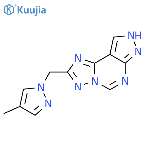<br>2-(4-Methyl-pyrazol-1-ylmethyl)-7H-pyrazolo[4,3-e][1,2,4]triazolo[1,5-c]pyr imidine structure