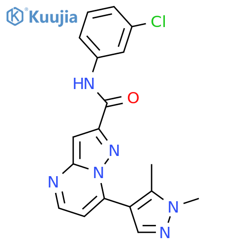 <br>7-(1,5-Dimethyl-1H-pyrazol-4-yl)-pyrazolo[1,5-a]pyrimidine-2-carboxylic aci d (3-chloro-phenyl)-amide structure
