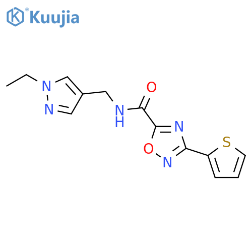 <br>3-Thiophen-2-yl-[1,2,4]oxadiazole-5-carboxylic acid (1-ethyl-1H-pyrazol-4-y lmethyl)-amide structure