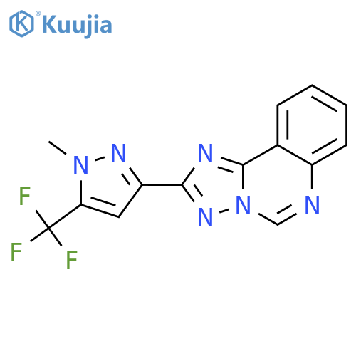 <br>2-(1-Methyl-5-trifluoromethyl-1H-pyrazol-3-yl)-[1,2,4]triazolo[1,5-c]quinaz oline structure