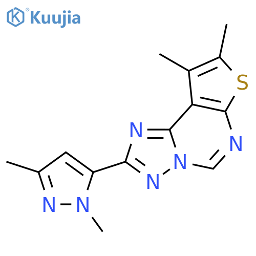 <br>2-(1,3-dimethyl-1H-pyrazol-5-yl)-8,9-dimethylthieno[3,2-e][1,2,4]triazolo[1 ,5-c]pyrimidine structure