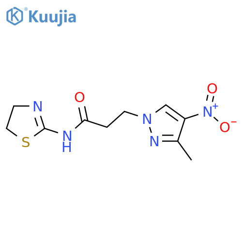 <br>N-(4,5-dihydro-1,3-thiazol-2-yl)-3-(3-methyl-4-nitro-1H-pyrazol-1-yl)propan amide structure