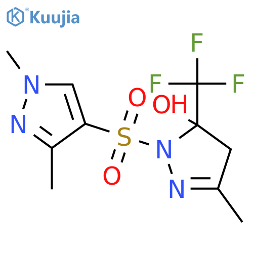 <br>1-[(1,3-dimethyl-1H-pyrazol-4-yl)sulfonyl]-3-methyl-5-(trifluoromethyl)-4,5 -dihydro-1H-pyrazol-5-ol structure