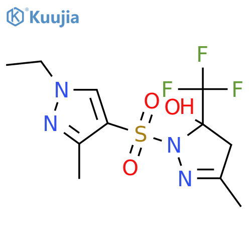 <br>2-(1-Ethyl-3-methyl-1H-pyrazole-4-sulfonyl)-5-methyl-3-trifluoromethyl-3,4- dihydro-2H-pyrazol-3-ol structure