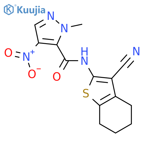 <br>N-(3-cyano-4,5,6,7-tetrahydro-1-benzothiophen-2-yl)-1-methyl-4-nitro-1H-pyr azole-5-carboxamide structure