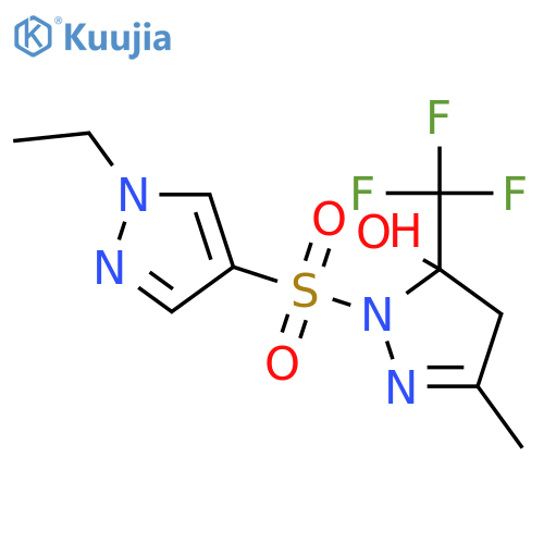 <br>1-[(1-ethyl-1H-pyrazol-4-yl)sulfonyl]-3-methyl-5-(trifluoromethyl)-4,5-dihy dro-1H-pyrazol-5-ol structure