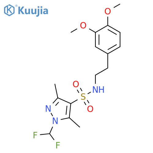 <br>1-(difluoromethyl)-N-[2-(3,4-dimethoxyphenyl)ethyl]-3,5-dimethyl-1H-pyrazol e-4-sulfonamide structure