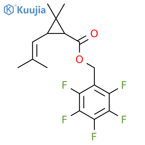 Cyclopropanecarboxylic acid, 2,2-dimethyl-3-(2-methyl-1-propenyl)-,(pentafluorophenyl)methyl ester, trans- structure