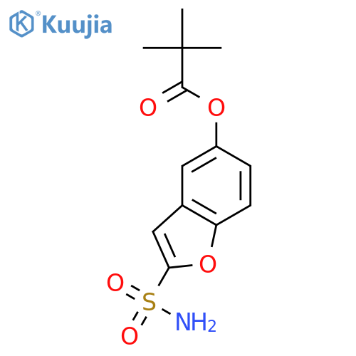Propanoic acid, 2,2-dimethyl-, 2-(aminosulfonyl)-5-benzofuranyl ester structure