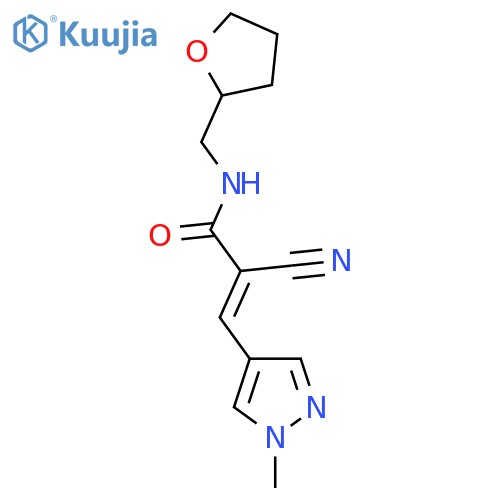 2-cyano-3-(1-methyl-1H-pyrazol-4-yl)-N-(oxolan-2-yl)methylprop-2-enamide structure