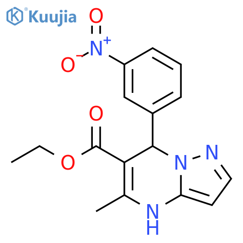Pyrazolo[1,5-a]pyrimidine-6-carboxylic acid, 4,7-dihydro-5-methyl-7-(3-nitrophenyl)-, ethyl ester structure