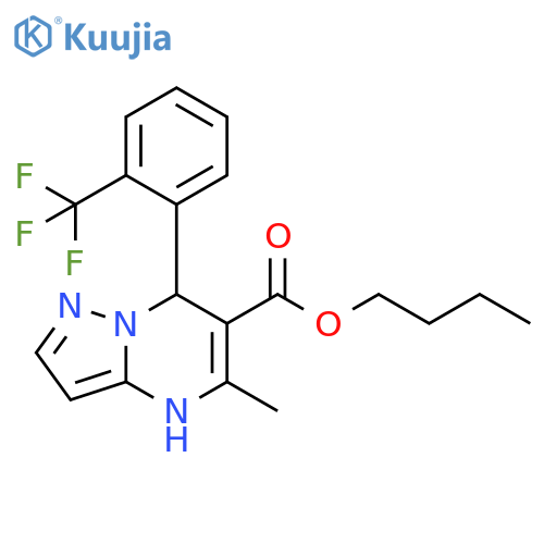 Pyrazolo[1,5-a]pyrimidine-6-carboxylic acid,4,7-dihydro-5-methyl-7-[2-(trifluoromethyl)phenyl]-, butyl ester structure