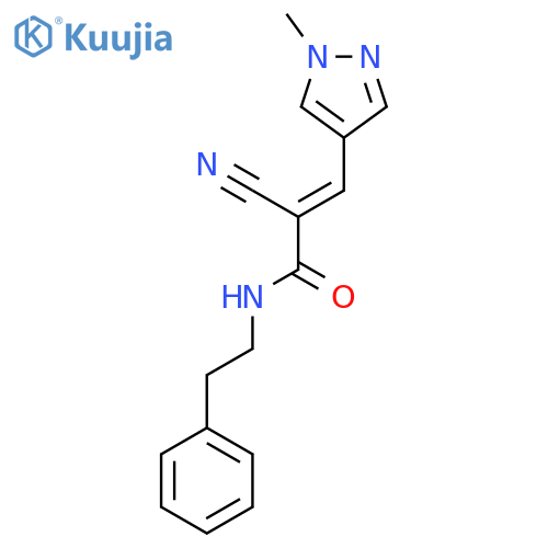 2-cyano-3-(1-methyl-1H-pyrazol-4-yl)-N-(2-phenylethyl)prop-2-enamide structure
