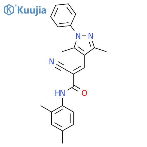 2-cyano-3-(3,5-dimethyl-1-phenyl-1H-pyrazol-4-yl)-N-(2,4-dimethylphenyl)prop-2-enamide structure