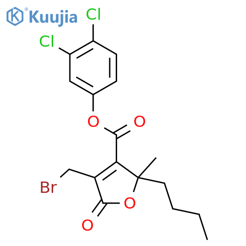 3-Furancarboxylic acid, 4-(bromomethyl)-2-butyl-2,5-dihydro-2-methyl-5-oxo-, 3,4-dichlorophenyl ester structure