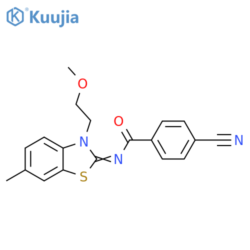 4-cyano-N-[(2Z)-3-(2-methoxyethyl)-6-methyl-2,3-dihydro-1,3-benzothiazol-2-ylidene]benzamide structure