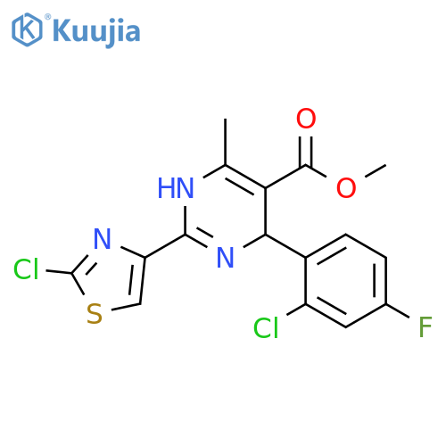 methyl 2-(2-chlorothiazol-4-yl)-4-(2-chloro-4- fluorophenyl)-6-methyl-1,4-dihydro-pyrimidin-5-carboxylate structure