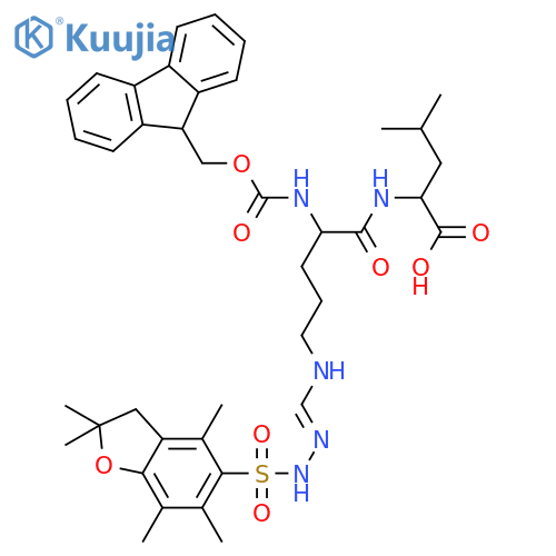 L-Leucine, N5-[[[(2,3-dihydro-2,2,4,6,7-pentamethyl-5-benzofuranyl)sulfonyl]amino]iminomethyl]-N2-[(9H-fluoren-9-ylmethoxy)carbonyl]-L-ornithyl- structure
