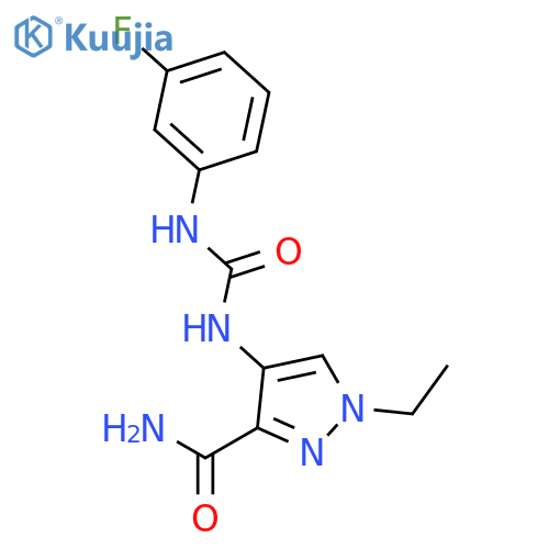 1-Ethyl-4-(3-(3-fluorophenyl)ureido)-1H-pyrazole-3-carboxamide structure