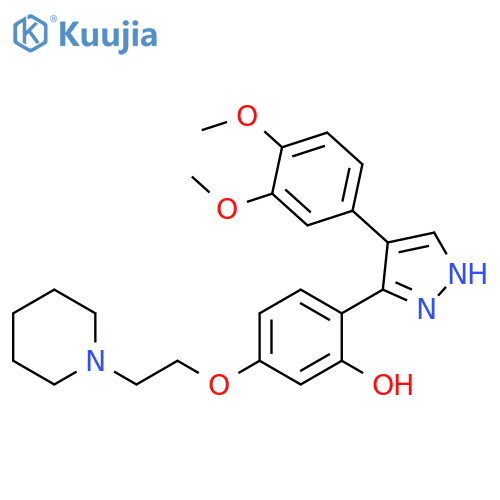 2-[4-(3,4-dimethoxyphenyl)-1H-pyrazol-3-yl]-5-[2-(piperidin-1-yl)ethoxy]phenol structure