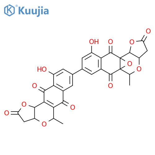 5a,11a-Epoxy-5H-furo[3,2-b]naphtho[2,3-d]pyran-2,6,11(3H)-trione,8-(3,3a,5,6,11,11b-hexahydro-10-hydroxy-5-methyl-2,6,11-trioxo-2H-furo[3,2-b]naphtho[2,3-d]pyran-8-yl)-3a,11b-dihydro-10-hydroxy-5-methyl-(9CI) structure