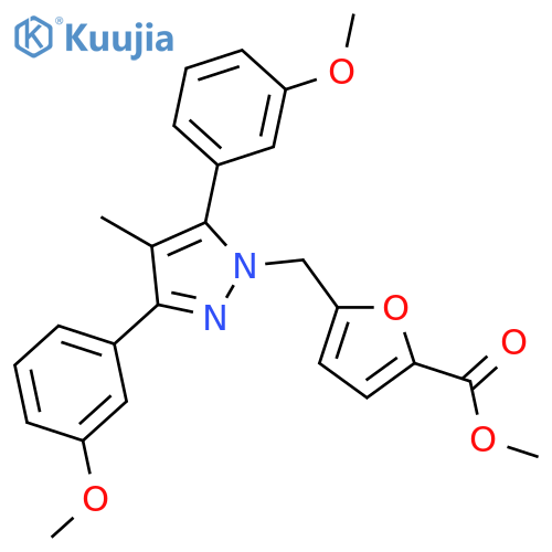 <br>5-[3,5-Bis-(3-methoxy-phenyl)-4-methyl-pyrazol-1-ylmethyl]-furan-2-carboxyl ic acid methyl ester structure