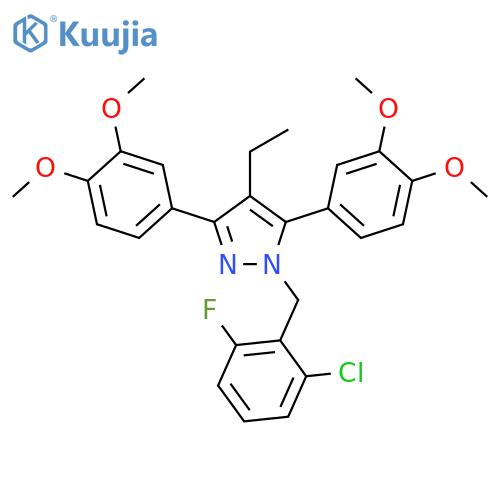 <br>1-(2-Chloro-6-fluoro-benzyl)-3,5-bis-(3,4-dimethoxy-phenyl)-4-ethyl-1H-pyra zole structure