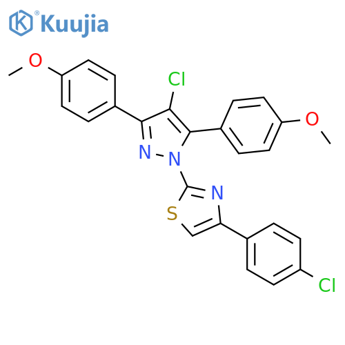 <br>2-[4-Chloro-3,5-bis-(4-methoxy-phenyl)-pyrazol-1-yl]-4-(4-chloro-phenyl)-th iazole structure