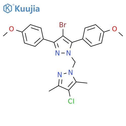 <br>4-bromo-1-[(4-chloro-3,5-dimethyl-1H-pyrazol-1-yl)methyl]-3,5-bis(4-methoxy phenyl)-1H-pyrazole structure