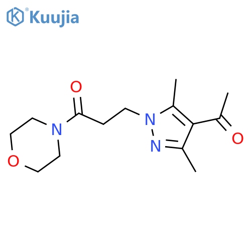 3-(4-acetyl-3,5-dimethyl-1H-pyrazol-1-yl)-1-(morpholin-4-yl)propan-1-one structure