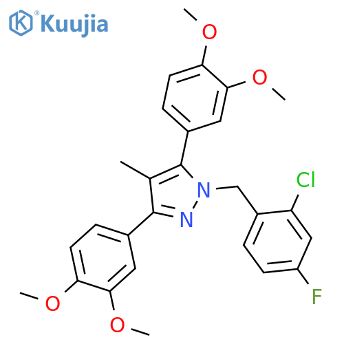 <br>1-(2-Chloro-4-fluoro-benzyl)-3,5-bis-(3,4-dimethoxy-phenyl)-4-methyl-1H-pyr azole structure