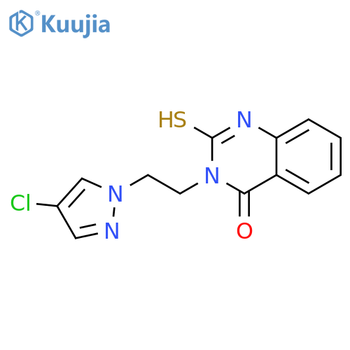 3-2-(4-chloro-1H-pyrazol-1-yl)ethyl-2-sulfanyl-3,4-dihydroquinazolin-4-one structure