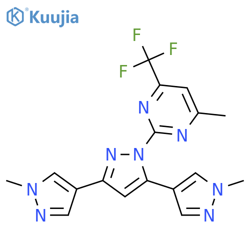 <br>1,1''-Dimethyl-1'-(4-methyl-6-trifluoromethyl-pyrimidin-2-yl)-1H,1'H,1''H-[ 4,3';5',4'']terpyrazole structure
