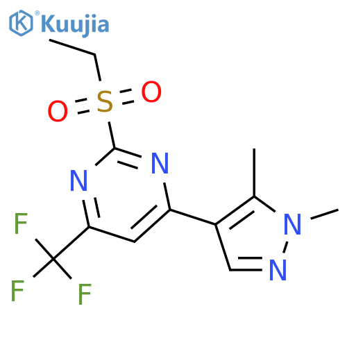 4-(1,5-dimethyl-1H-pyrazol-4-yl)-2-(ethanesulfonyl)-6-(trifluoromethyl)pyrimidine structure