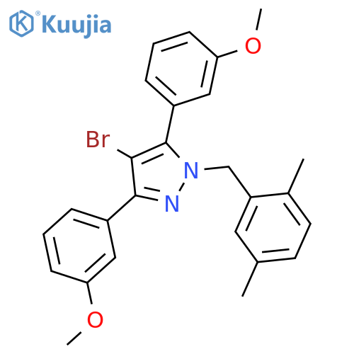 4-Bromo-1-(2,5-dimethyl-benzyl)-3,5-bis-(3-methoxy-phenyl)-1H-pyrazole structure