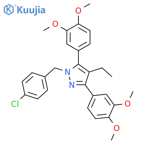 1-(4-Chloro-benzyl)-3,5-bis-(3,4-dimethoxy-phenyl)-4-ethyl-1H-pyrazole structure