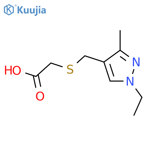 2-{(1-ethyl-3-methyl-1H-pyrazol-4-yl)methylsulfanyl}acetic acid structure