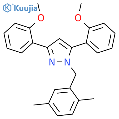 1-(2,5-Dimethyl-benzyl)-3,5-bis-(2-methoxy-phenyl)-1H-pyrazole structure