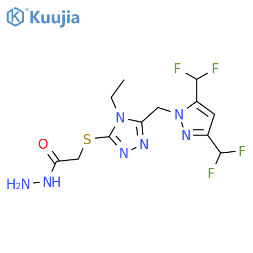 2-(5-{3,5-bis(difluoromethyl)-1H-pyrazol-1-ylmethyl}-4-ethyl-4H-1,2,4-triazol-3-yl)sulfanylacetohydrazide structure