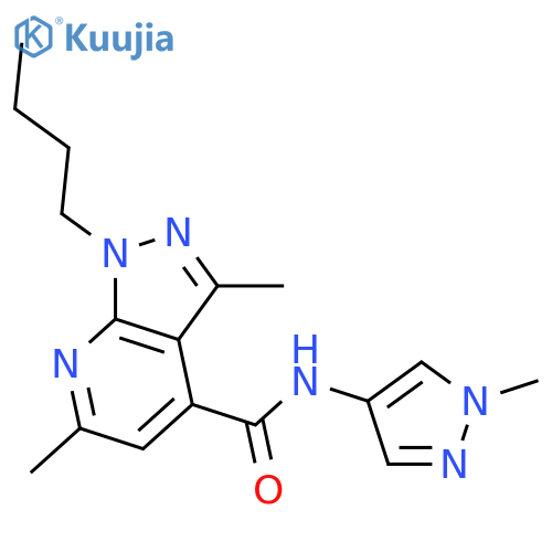 <br>1-Butyl-3,6-dimethyl-1H-pyrazolo[3,4-b]pyridine-4-carboxylic acid (1-methyl -1H-pyrazol-4-yl)-amide structure
