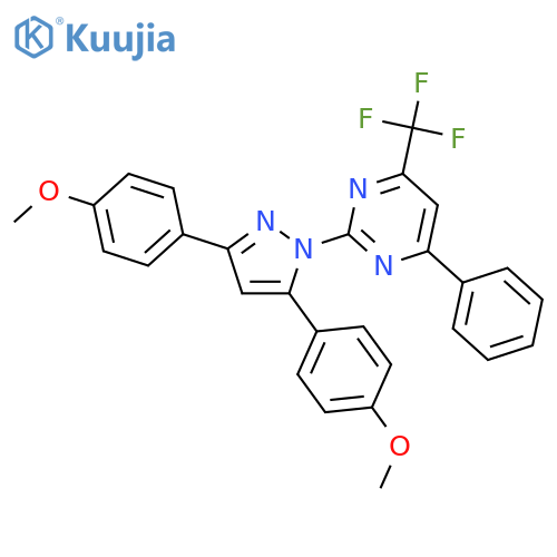 <br>2-[3,5-Bis-(4-methoxy-phenyl)-pyrazol-1-yl]-4-phenyl-6-trifluoromethyl-pyri midine structure