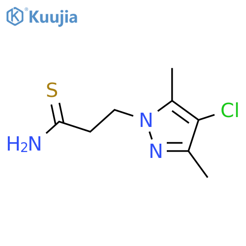 3-(4-chloro-3,5-dimethyl-1H-pyrazol-1-yl)propanethioamide structure
