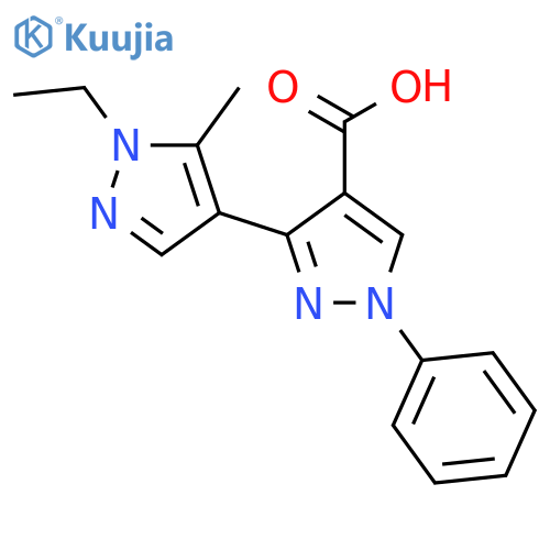 1'-ethyl-5'-methyl-1-phenyl-1H,1'H-3,4'-bipyrazole-4-carboxylic acid structure