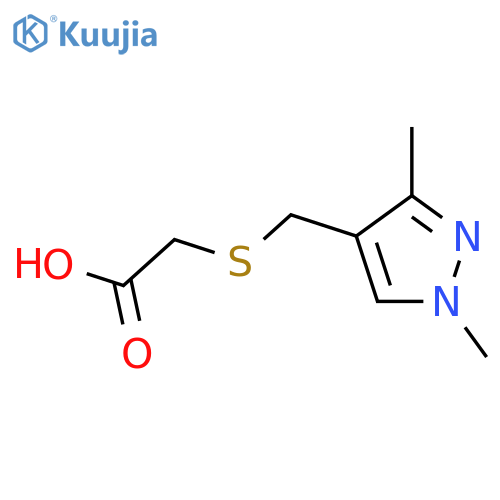 2-{(1,3-dimethyl-1H-pyrazol-4-yl)methylsulfanyl}acetic acid structure
