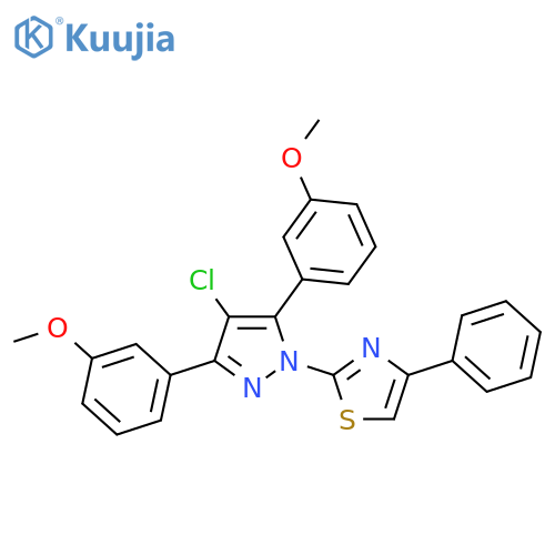 2-[4-Chloro-3,5-bis-(3-methoxy-phenyl)-pyrazol-1-yl]-4-phenyl-thiazole structure