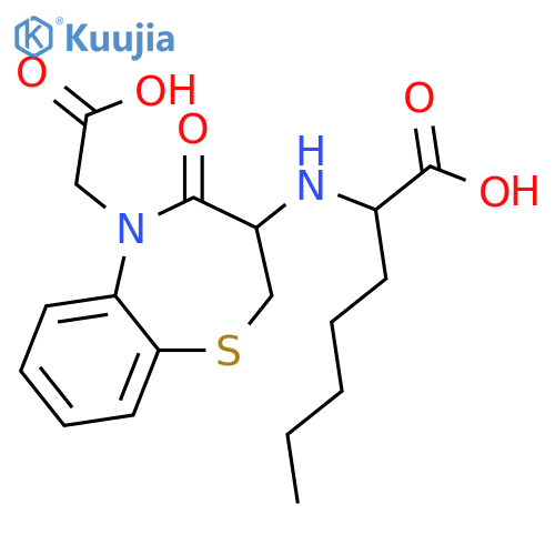 1,5-Benzothiazepine-5(2H)-acetic acid, 3-[(1-carboxyhexyl)amino]-3,4-dihydro-4-oxo- structure